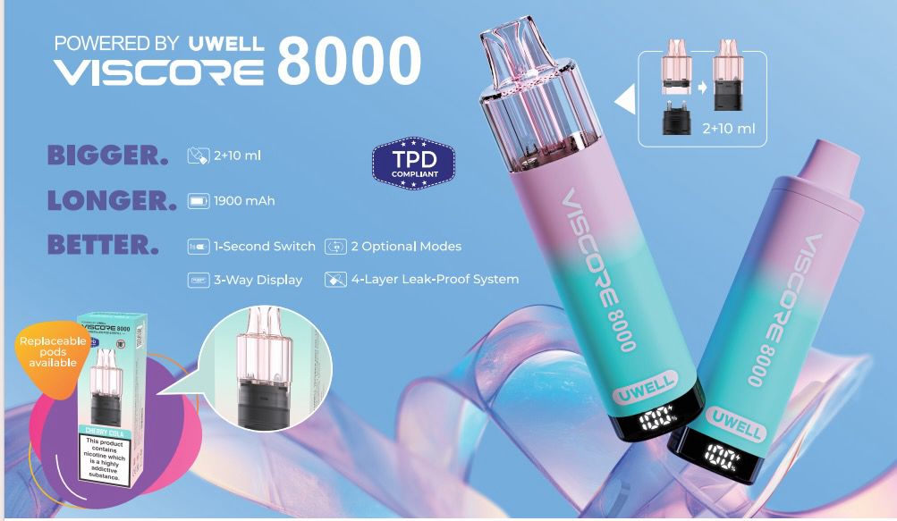 Uwell Viscore 8000 Prefilled Vape Pods - Pink Lemonade