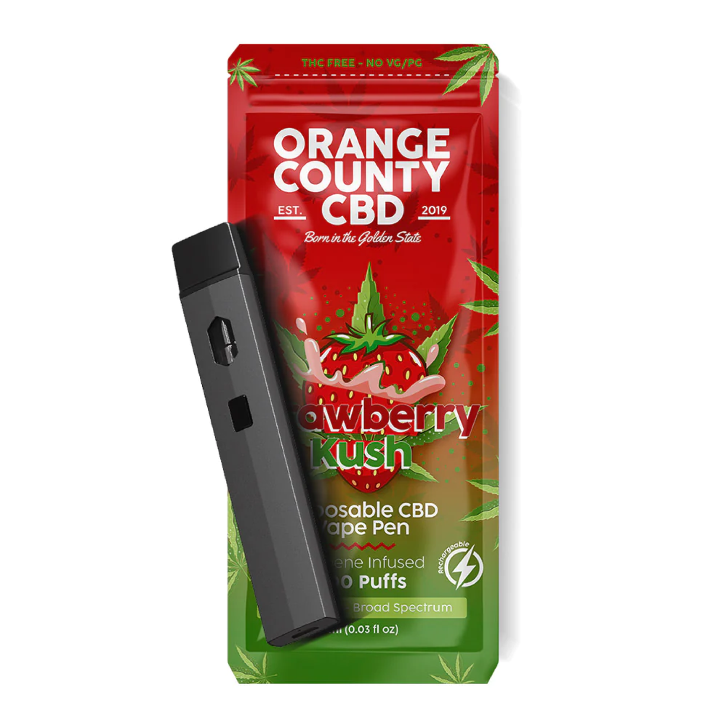 Orange County 1ml Disposable CBD Vape Pen | Strawberry Kush